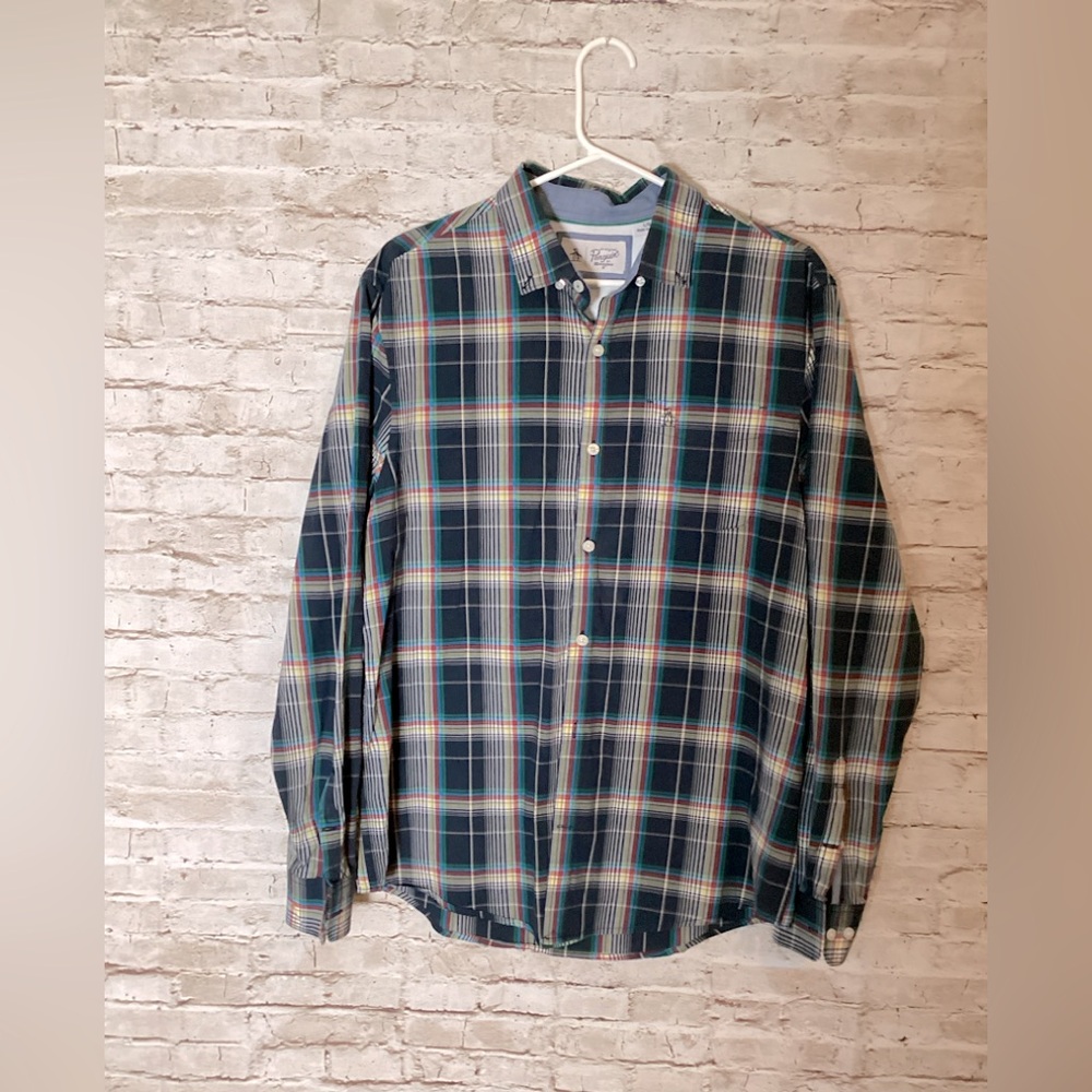 Original Penguin Blue and Green plaid Hertiage button down shirt